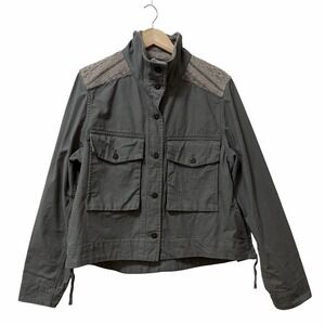 REI Co-Op Womens Trailsmith Novelty Canvas Jacket Size L Gray Cropped Outdoor